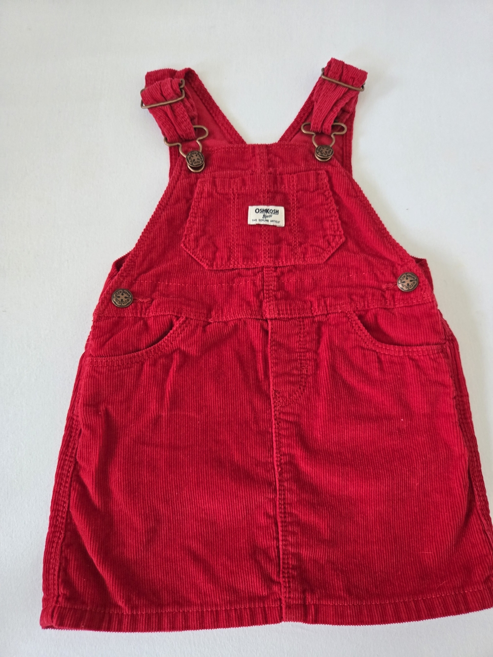 OshKosh B'gosh Bright Red Corduroy Overall Dress